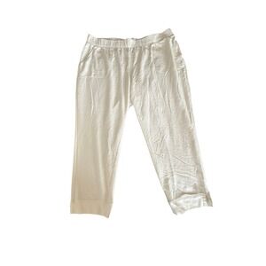 Sport Savvy White Cropped Sweatpants Plus Size 2X Elastic Waist Pockets A477153